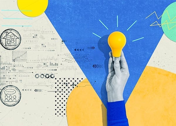 bright idea illustration hand holding lightbulb