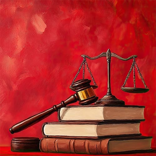 law books on red background