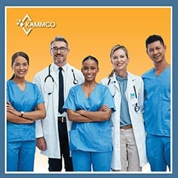 Group of physicians in stylized box